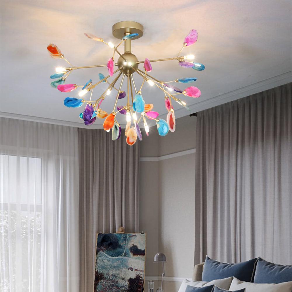 Mosaic Agate Gold Multi-Light Chandelier