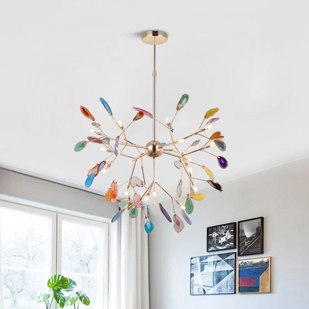 Mosaic Agate Gold Multi-Light Chandelier