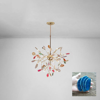 Mosaic Agate Gold Multi-Light Chandelier