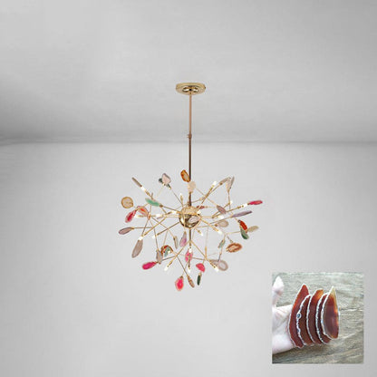 Mosaic Agate Gold Multi-Light Chandelier