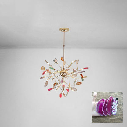 Mosaic Agate Gold Multi-Light Chandelier
