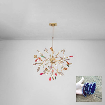 Mosaic Agate Gold Multi-Light Chandelier
