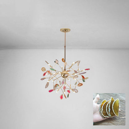 Mosaic Agate Gold Multi-Light Chandelier