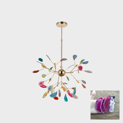 Mosaic Agate Gold Multi-Light Chandelier