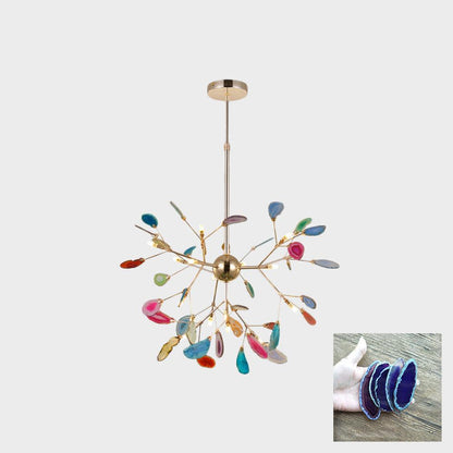 Mosaic Agate Gold Multi-Light Chandelier