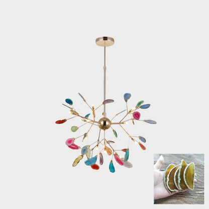 Mosaic Agate Gold Multi-Light Chandelier