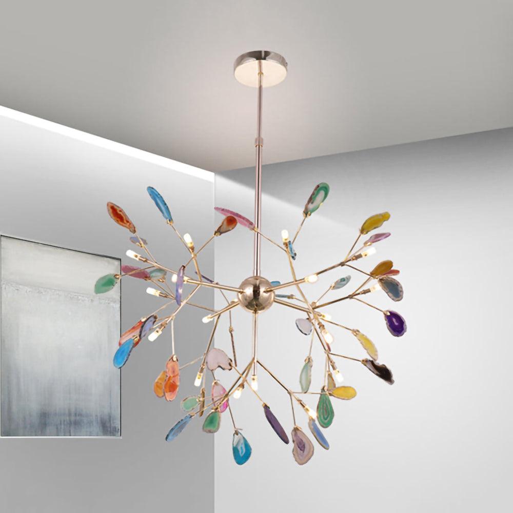 Mosaic Agate Gold Multi-Light Chandelier