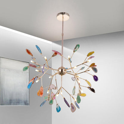 Mosaic Agate Gold Multi-Light Chandelier