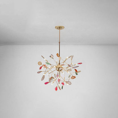 Mosaic Agate Gold Multi-Light Chandelier