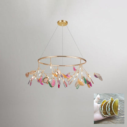 Mosaic Agate Gold Multi-Light Chandelier