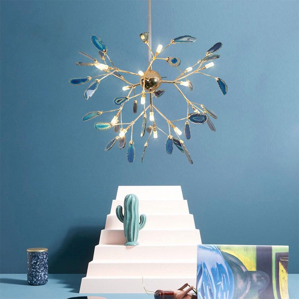 Mosaic Agate Gold Multi-Light Chandelier