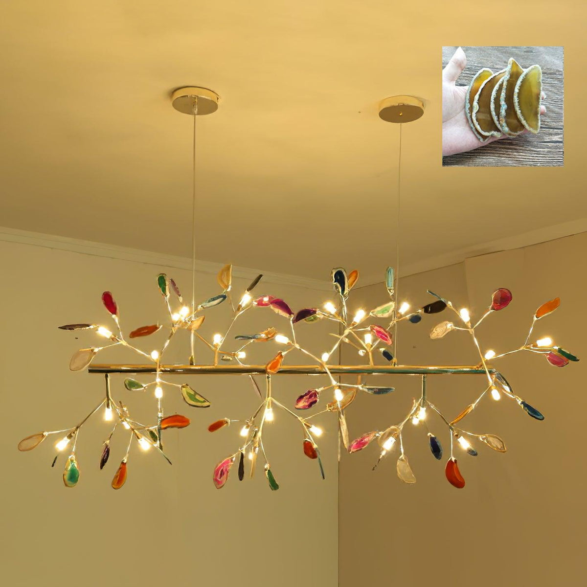 Mosaic Agate Gold Multi-Light Chandelier