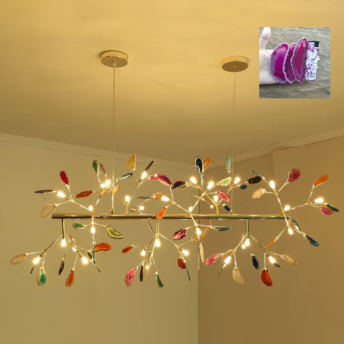 Mosaic Agate Gold Multi-Light Chandelier