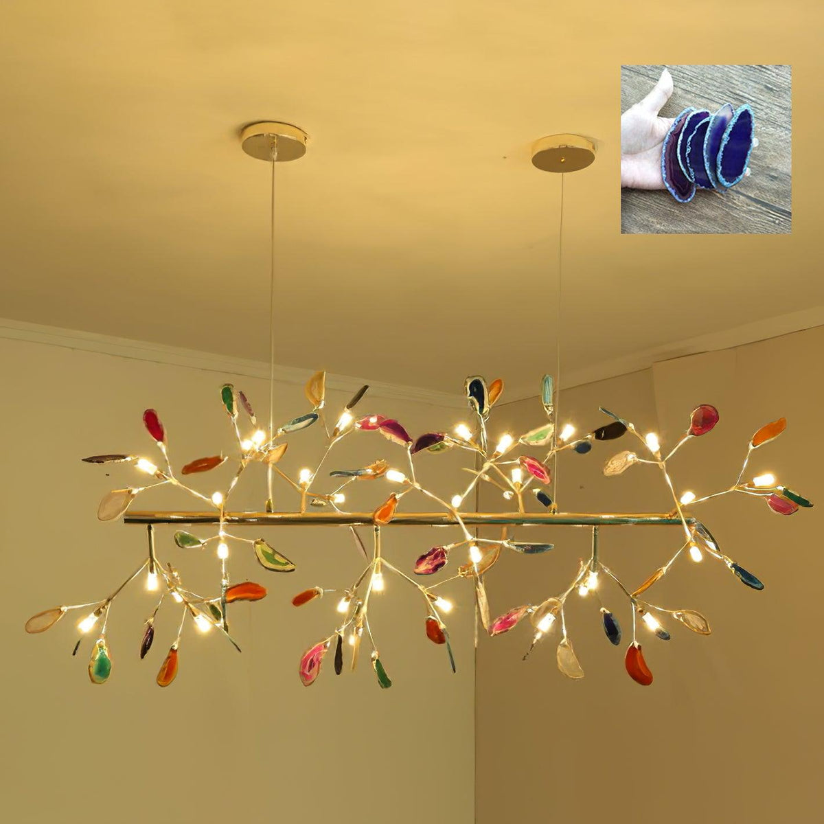 Mosaic Agate Gold Multi-Light Chandelier