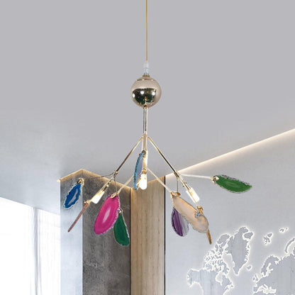 Mosaic Agate Gold Multi-Light Chandelier