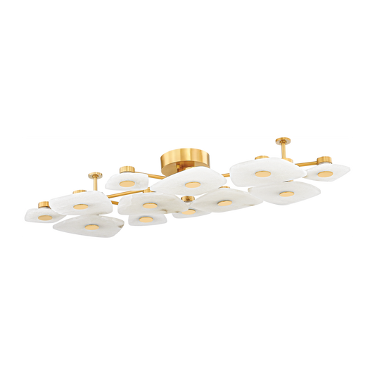 Natural Variation Aged Brass Semi-Flush Ceiling Light
