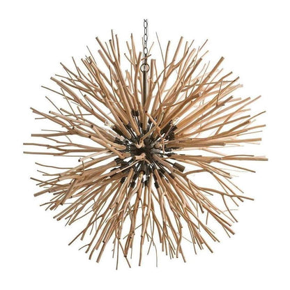 Natural Wood Branch Iron Starburst Chandelier