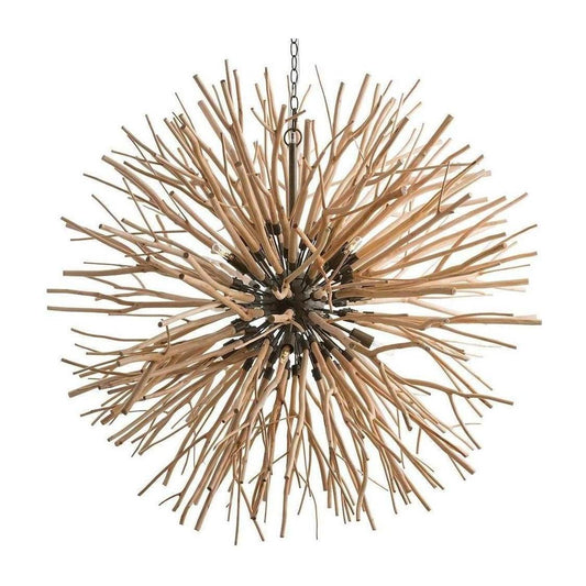 Natural Wood Branch Iron Starburst Chandelier