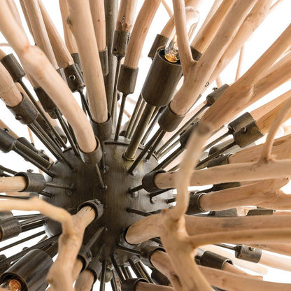 Natural Wood Branch Iron Starburst Chandelier