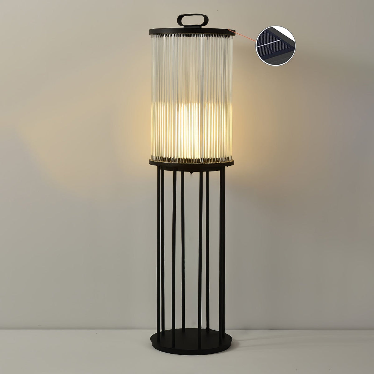 Lantern Garden Solar Outdoor Light ∅ 11.8″ x H 47.2″ / Dia 30cm x H 120cm / Black & Clear / Warm Light Floor lamp