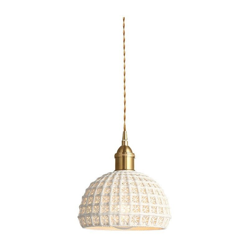 Nordic Brass and Ceramic Single Pendant Light / Contains Original Edison 4W / All Copper Single Head