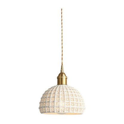 Nordic Brass and Ceramic Single Pendant Light / Contains Original Edison 4W / All Copper Single Head