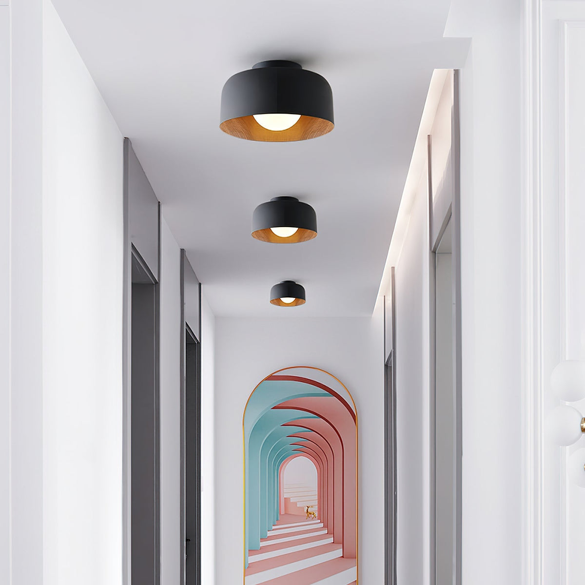 Nuvoro Wood Grain Ceiling Wall Light
