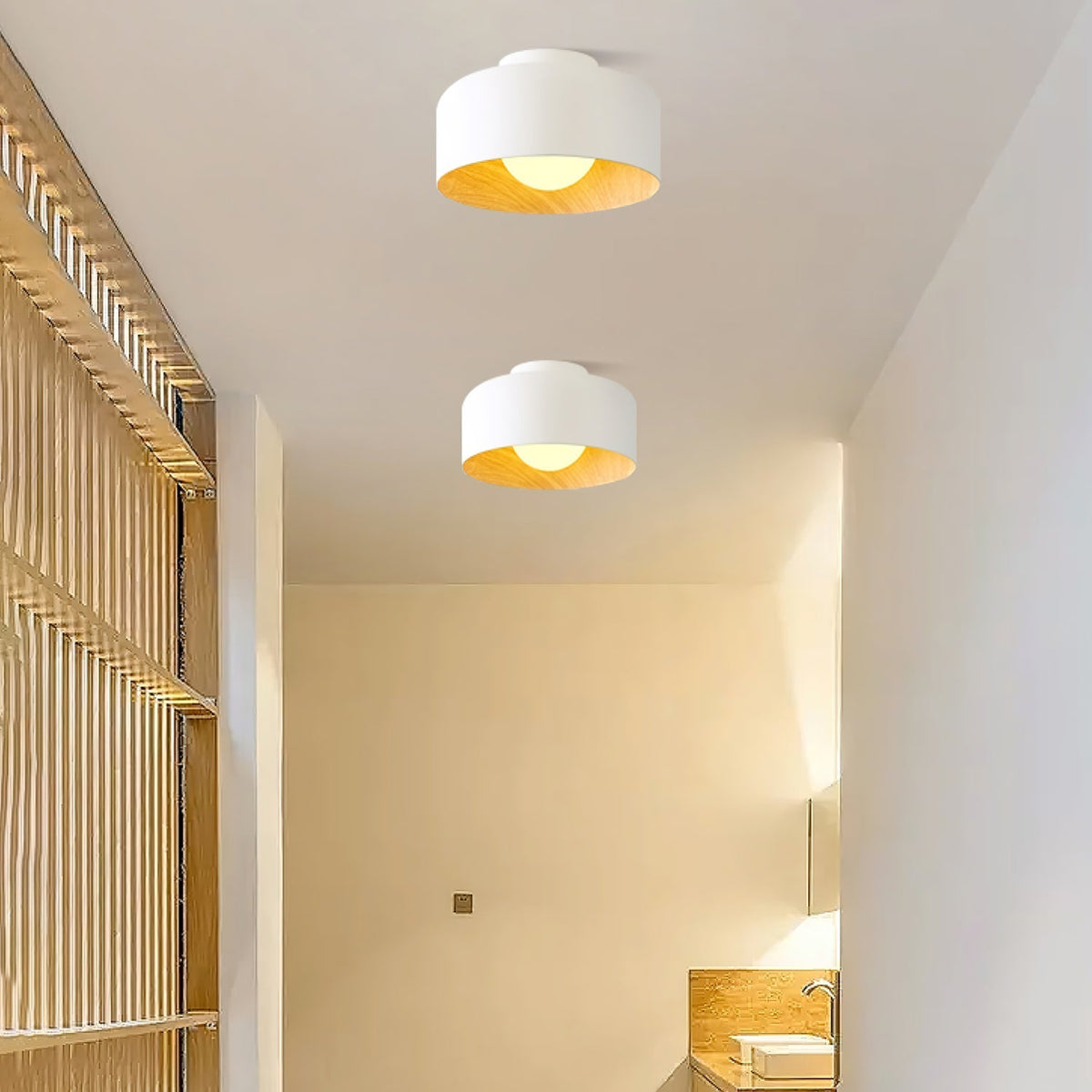 Nuvoro Wood Grain Ceiling Wall Light