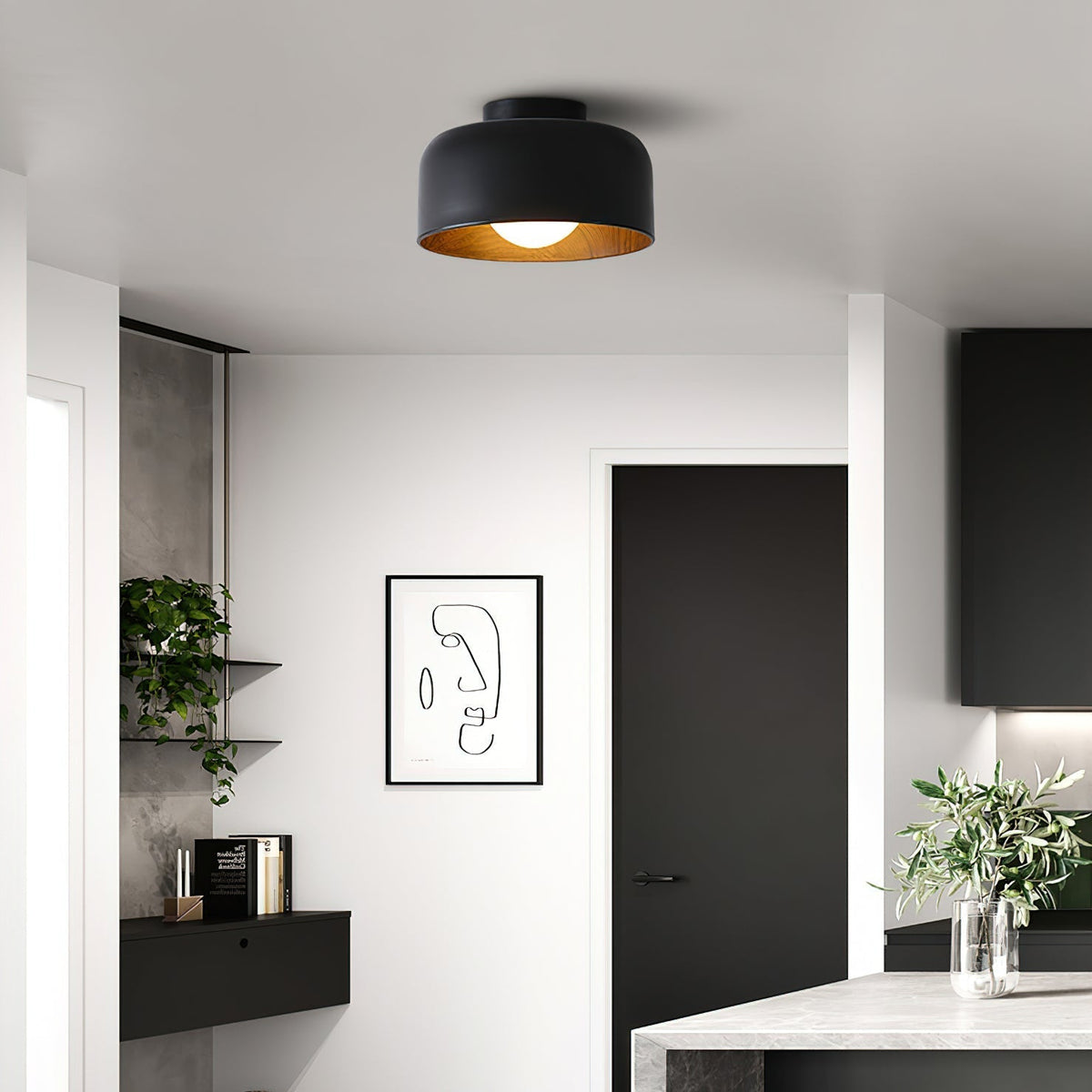 Nuvoro Wood Grain Ceiling Wall Light