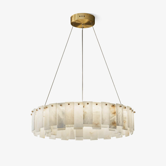 Oculus Brass Alabaster Tiered Chandelier