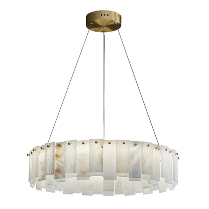Oculus Brass Alabaster Tiered Chandelier