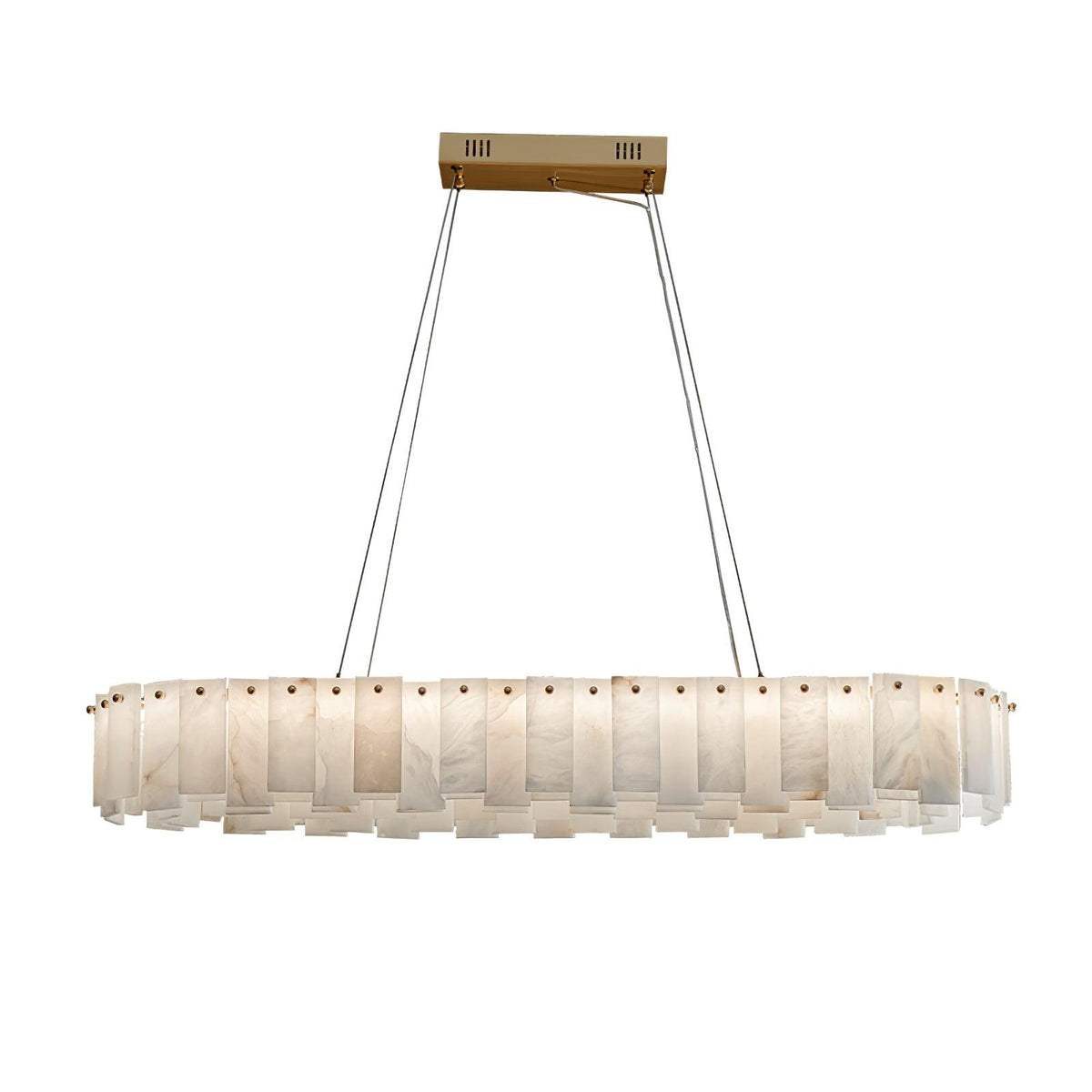 Oculus Brass Alabaster Tiered Chandelier