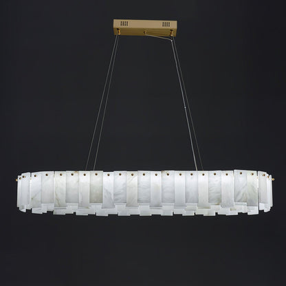 Oculus Brass Alabaster Tiered Chandelier