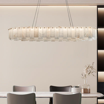 Oculus Brass Alabaster Tiered Chandelier