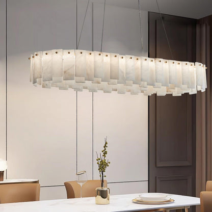 Oculus Brass Alabaster Tiered Chandelier