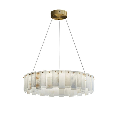 Oculus Brass Alabaster Tiered Chandelier