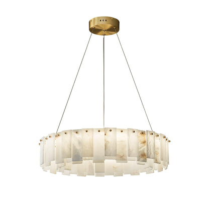 Oculus Brass Alabaster Tiered Chandelier