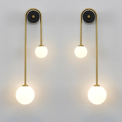 Brass Arc Wall Light Set of 2 / Brass & White Wall lamp