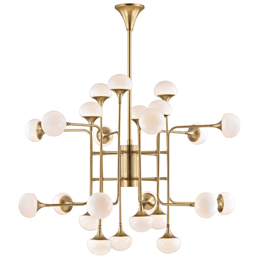 Opaline Branch Aged Brass Chandelier