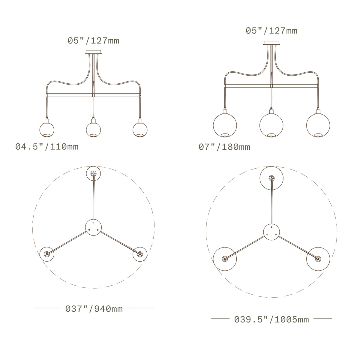 Opaline Drape Brass Trio Pendant