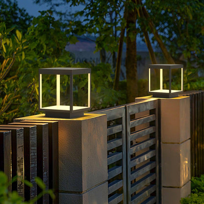 Open Square Black LED Garden Post Light