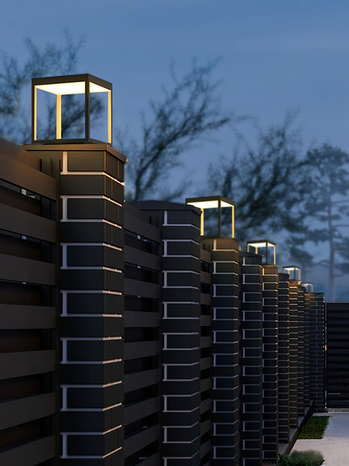 Open Square Black LED Garden Post Light