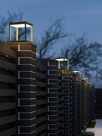 Open Square Black LED Garden Post Light