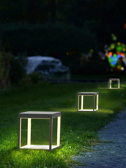 Open Square Black LED Garden Post Light