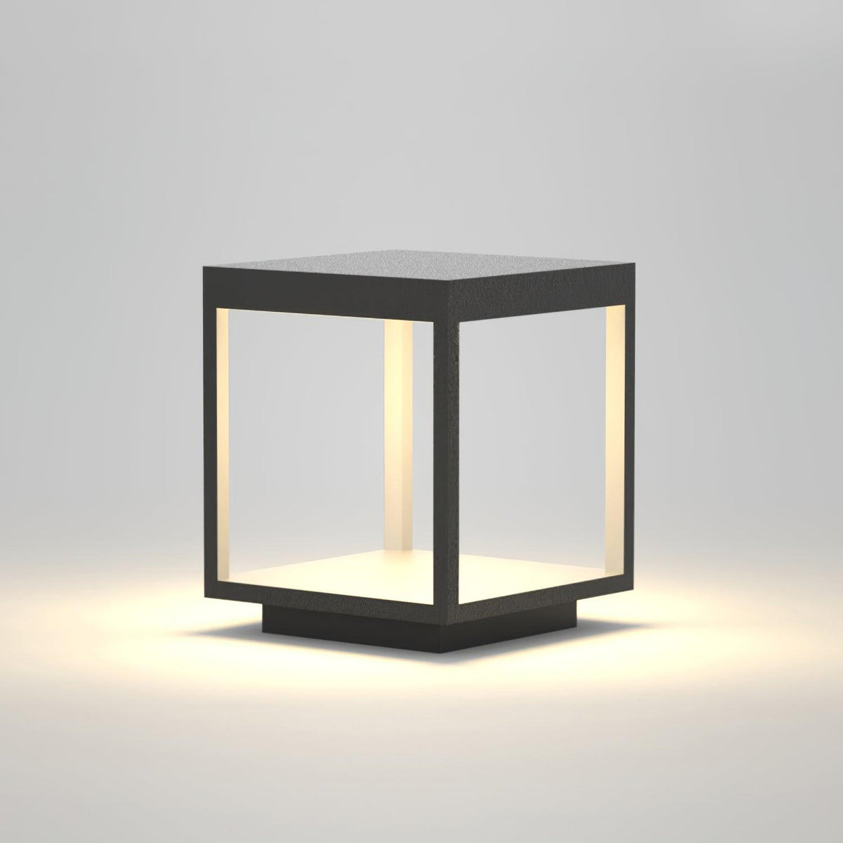 Open Square Black LED Garden Post Light