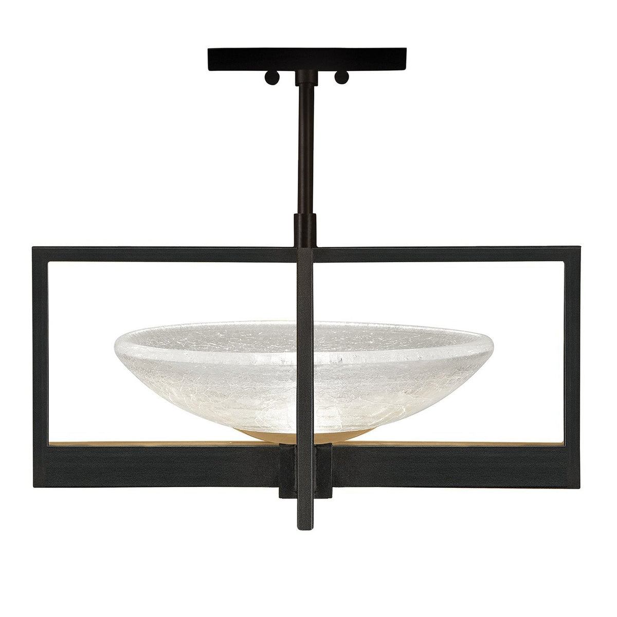 Oracle Glass Leaf-Finish Semi-Flush Ceiling Light