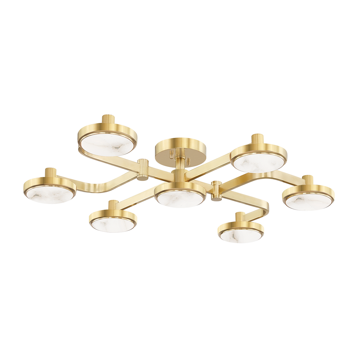Organic Pattern Seven-Light Semi-Flush Ceiling Light