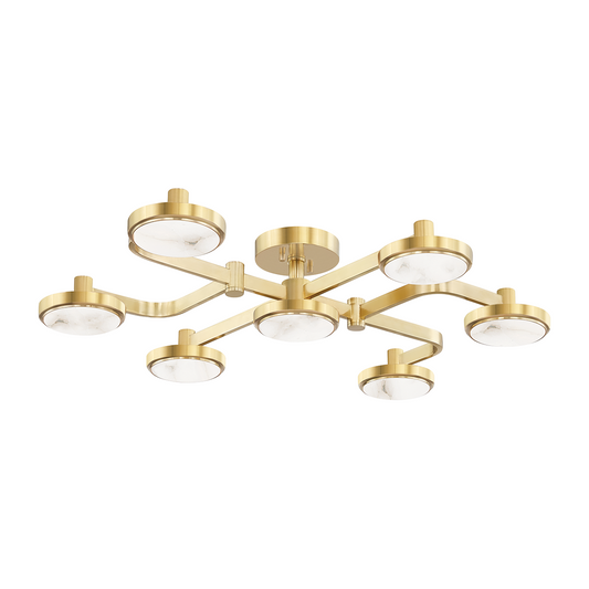 Organic Pattern Seven-Light Semi-Flush Ceiling Light