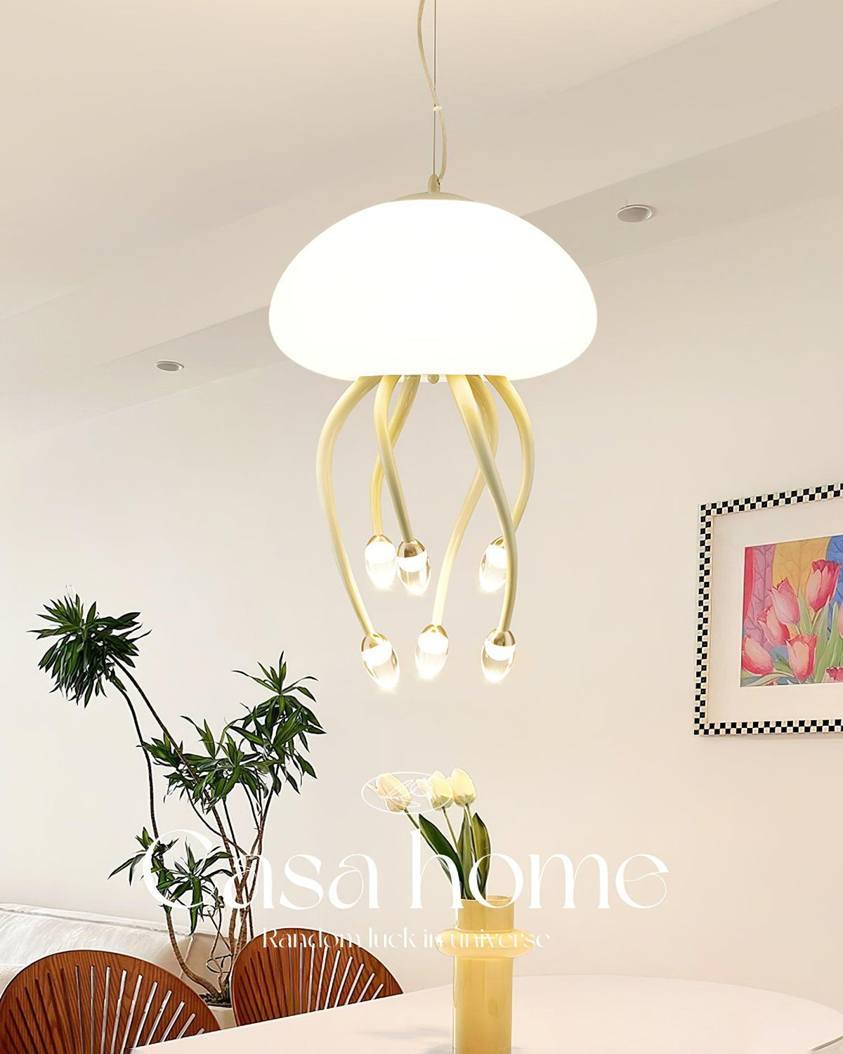 Pelagia Beige Green LED Multi-Light Pendant