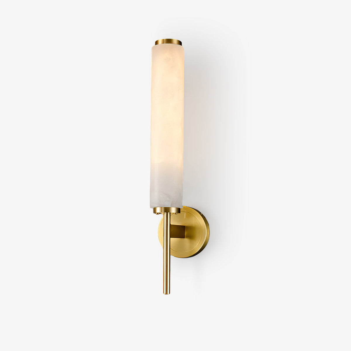 Perch Disc Brass Alabaster LED Wall Sconce